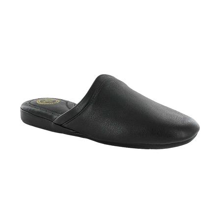 MEN'S ARISTOCRAT SCUFF BLACK LEATHER SLIPPER