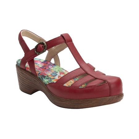 WOMEN'S SUMMER RED T-STRAP WEDGE SANDAL