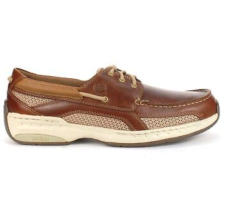 MEN'S CAPTAIN 3-EYELET TAN LEATHER BOAT SHOE