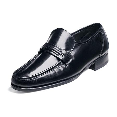 MEN'S COMO BLACK LEATHER MOC TOE SLIP-ON